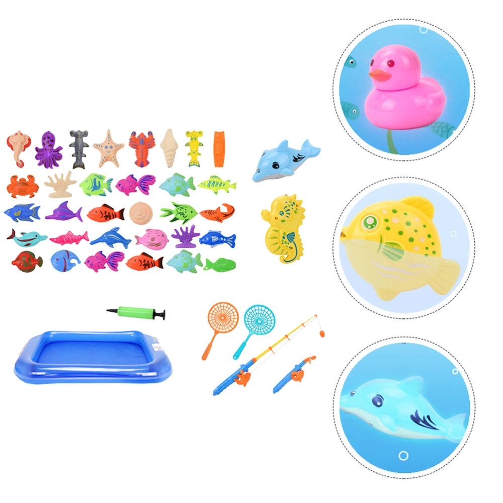 1 Set 39pcs Children' Fishing Toy Magnetic Fishing Toy for Baby (Random Style)