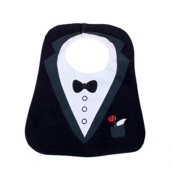 Waterproof Tuxedo Pattern 3 Layer Toddler Baby Saliva Towel Baby Bibs (Black)