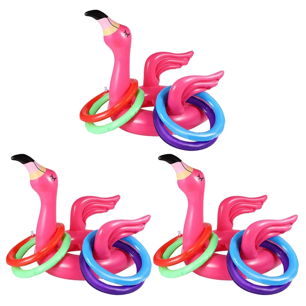 3 Sets Flamingo Throwing Ring Toy Ring Toss Toys Outdoor Toys for Kid Playing