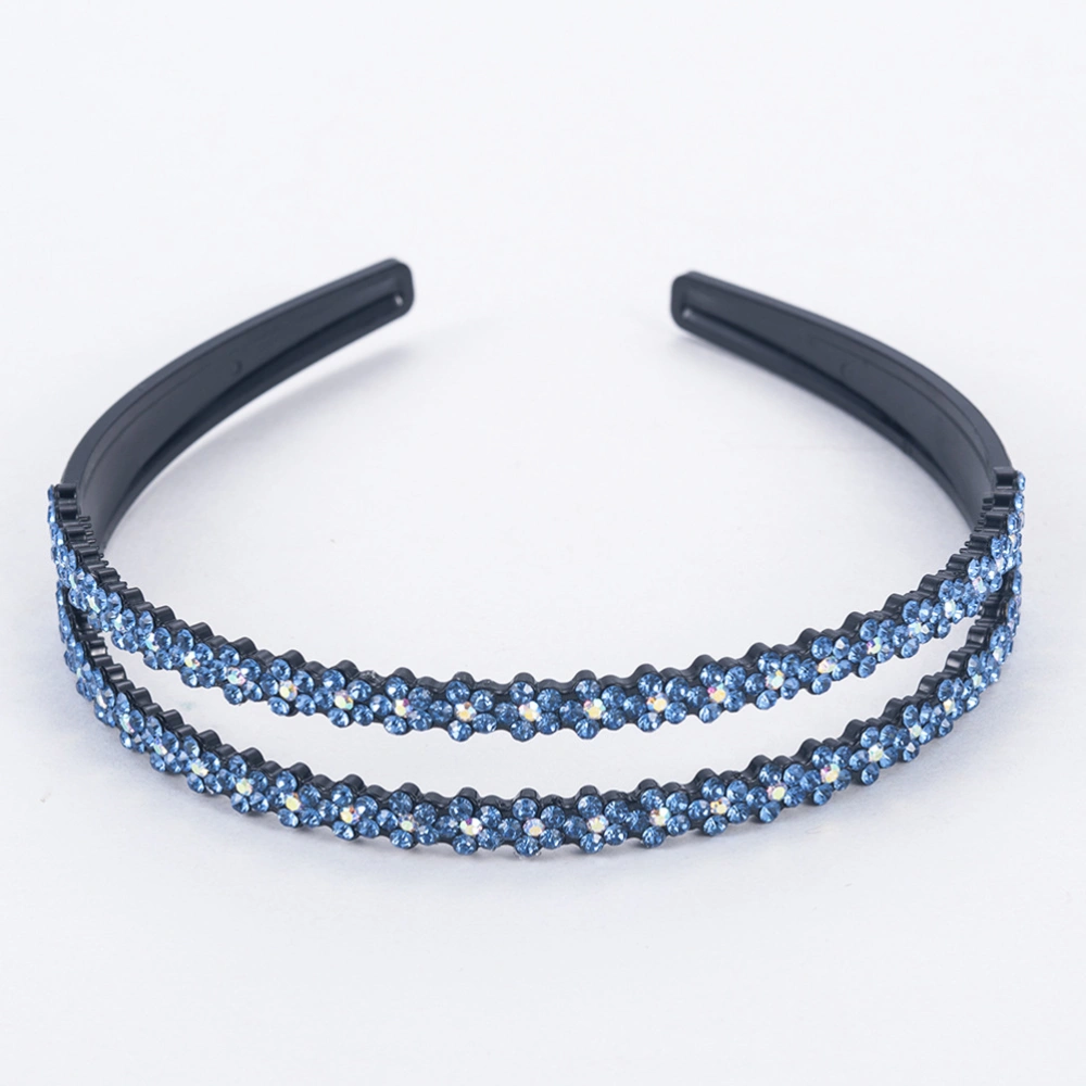 3pcs Double Row Rhinestone Headbands Antiskid Hair Headwear for Women Girls