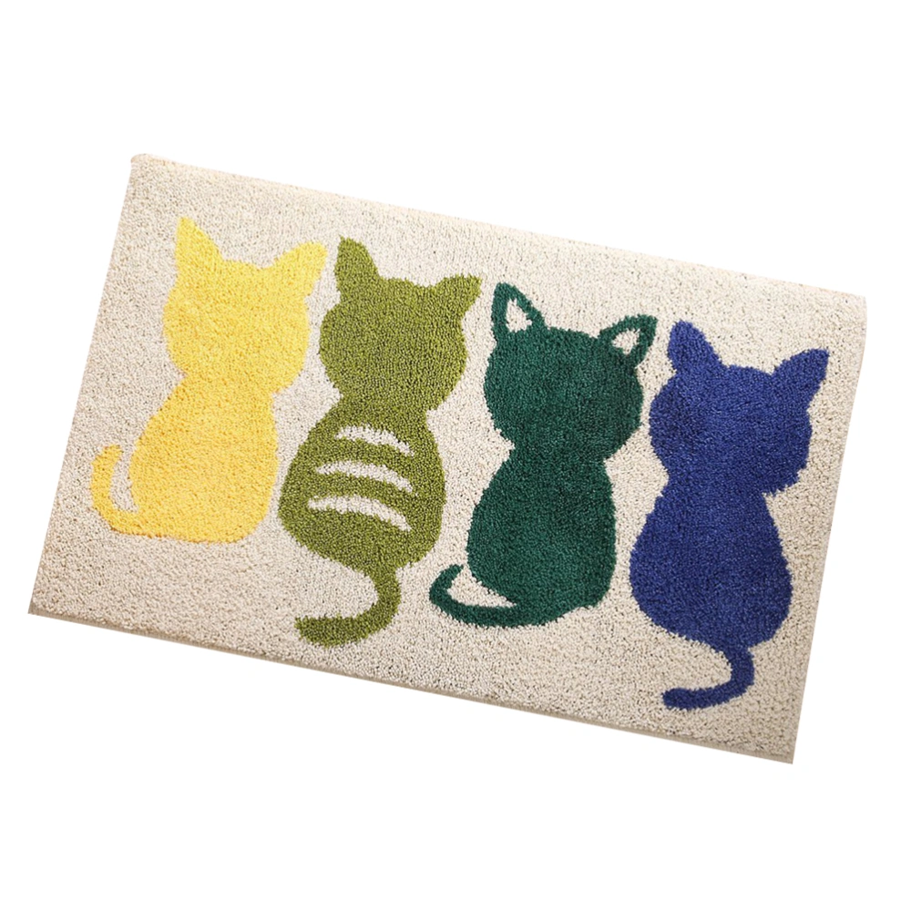 Cat Pattern Non-slip Floor Mat Water-absorbing Ground Mat Wear Resistant Bathroom Door Pad for Home Kitchen