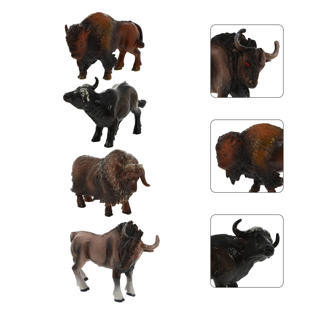 4Pcs Mini Simulation Cow Adornments Wild Animals Ornaments Children Cow Toys