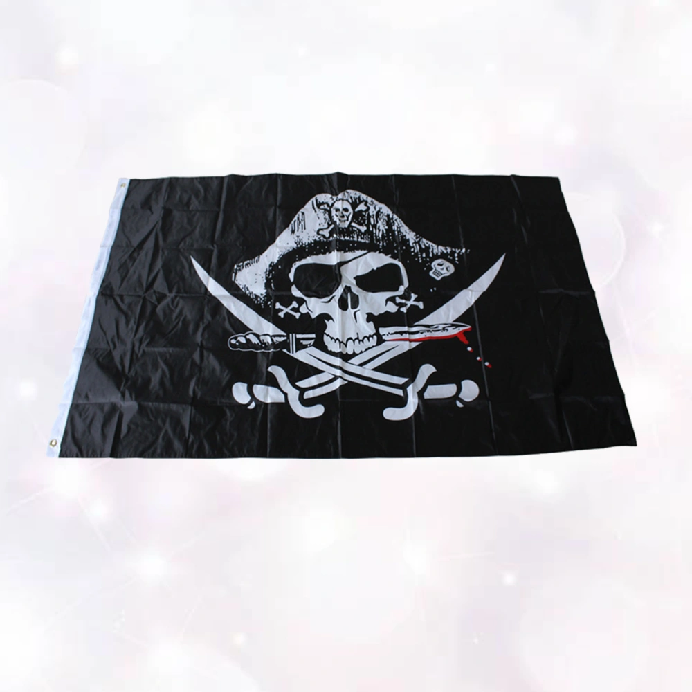 1pc Halloween Pirate Skull Flag Creepy Home Haunted House Decoration Cosplay Supplies (Black)