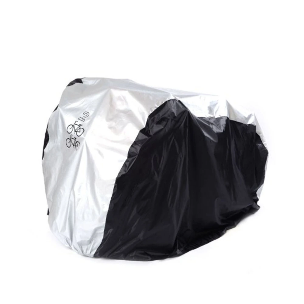 Waterproof Bike Cover Double 2 Cycle Scooter Rain and Dust Resistant UV Protection for Bikes(Silver and Black,M, Two Bikes)