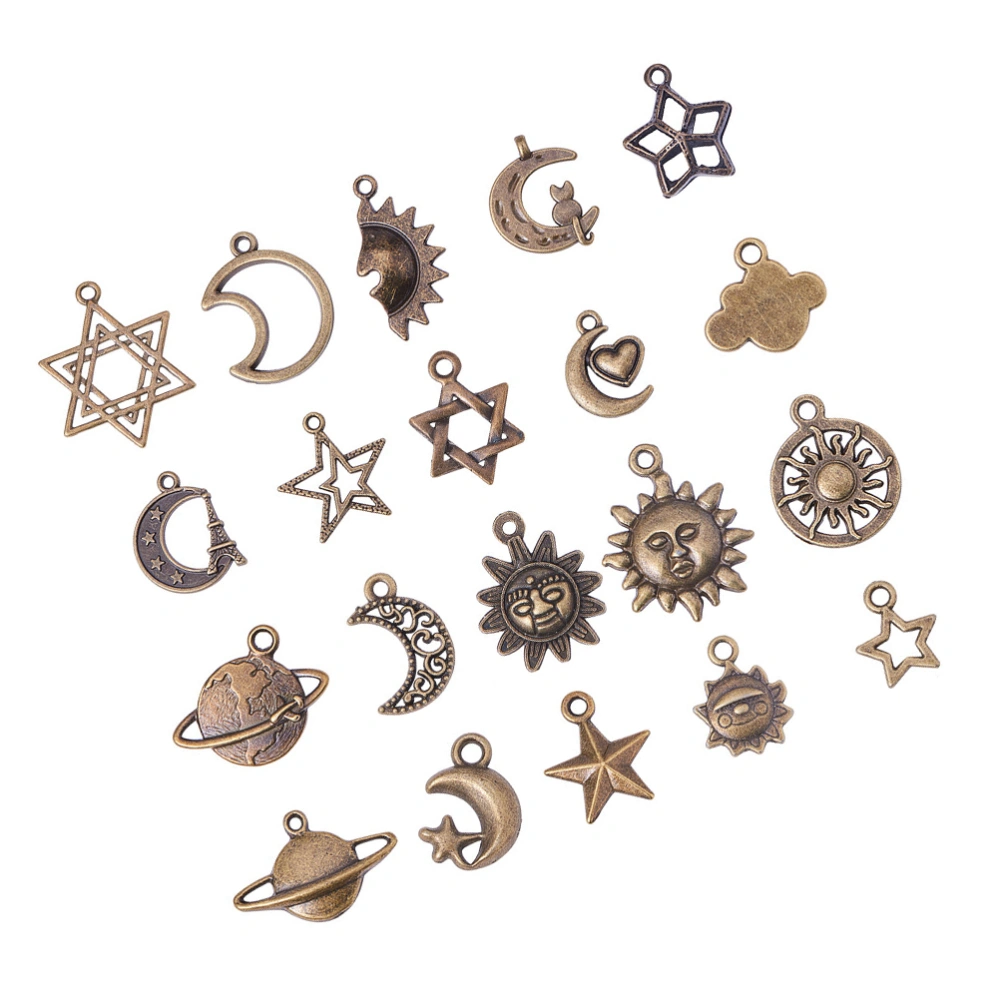 40 Pcs DIY Hanging Pendant Alloy Retro Space Series Shaped Pendants DIY Jewelry Making Accessories for Bracelets (Bronze)