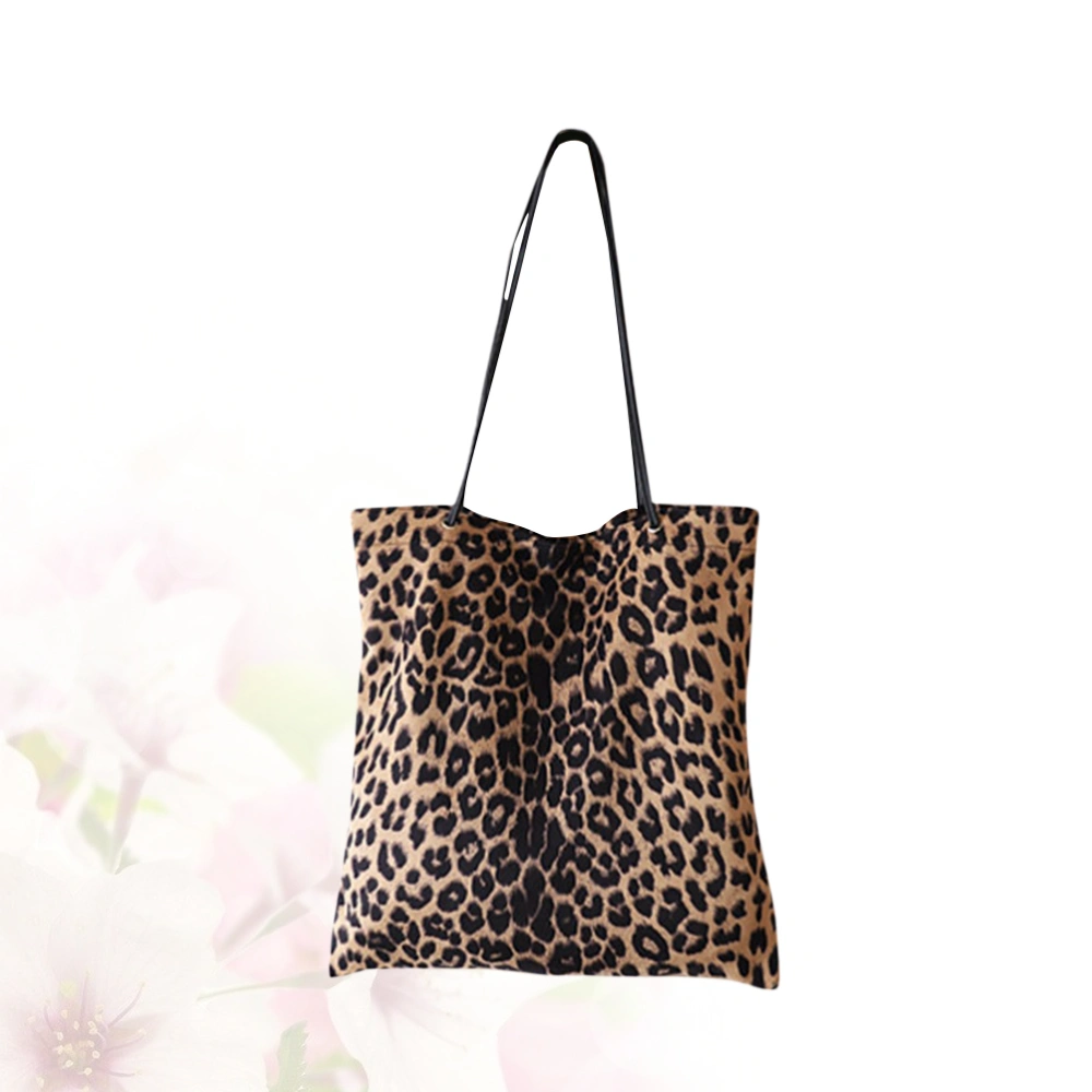 Korean Style Leopard Handbag Shopping Bag Retro Leopard Tote Bag Wild Large Capacity Storage Bag (Brown)