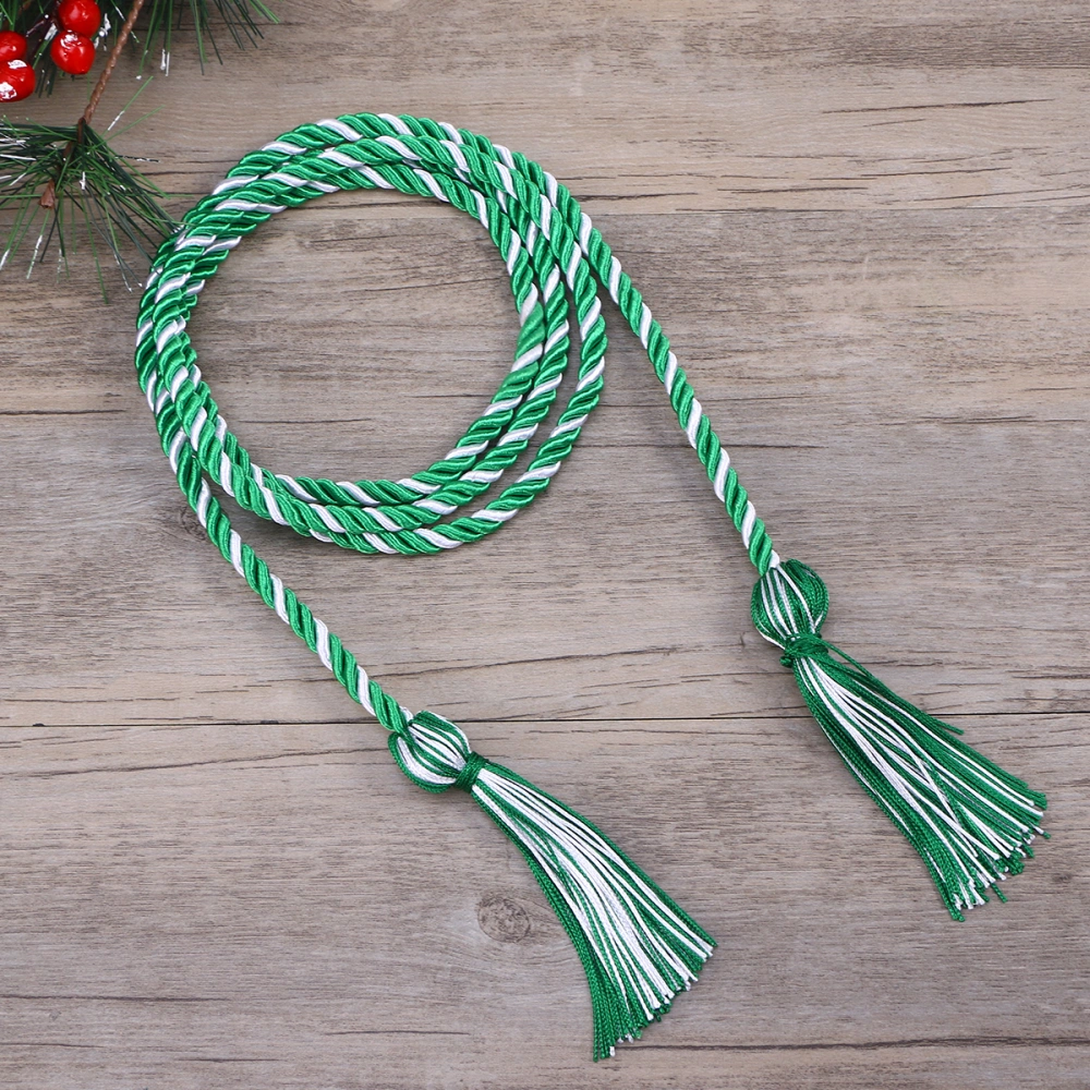 Graduation Honor Cord Graduate Rope Bachelor Clothing Tassel Polyester Yarn Honor Cord for Bachelor Gown Graduation Students (White and Green)