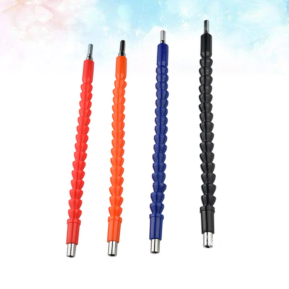 4Pcs Universal Flexible Shaft Extention Screwdriver Bit Holder Connect Link for Electronics (Drill Black Orange Red Blue)