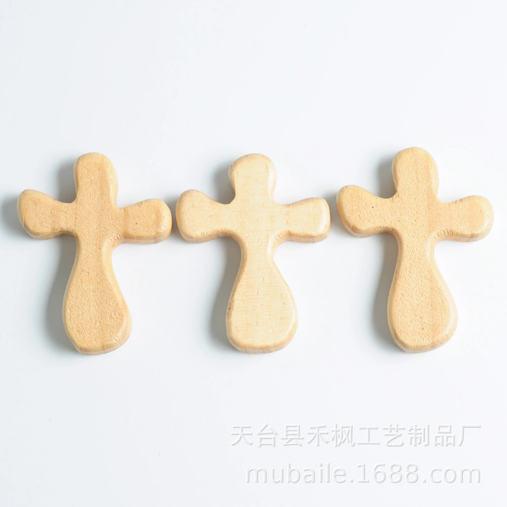 6pcs Wooden Small Cross Ornaments Church Handheld Small Cross Adornments