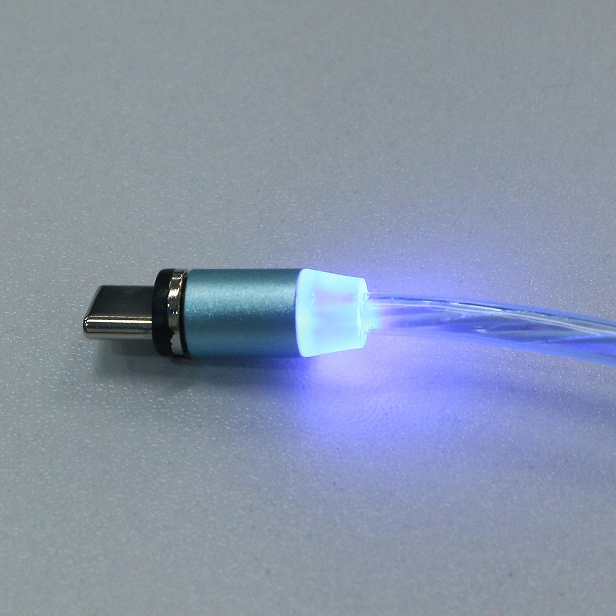 1m Magnetic Charger Cable Rounded Luminous Data Sync Wire Luminescent Cable for Android Blue
