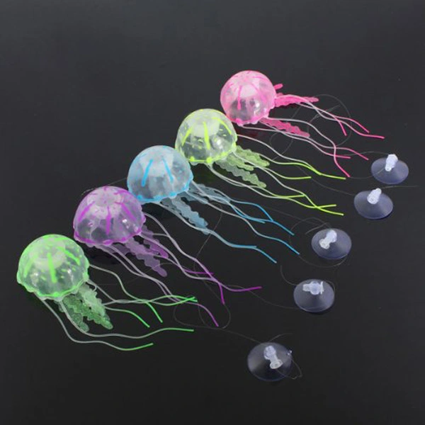 5pcs Glowing Effect Artificial Jellyfishes Aquarium Fish Tank Decorations - Size S (Blue /Green /Yellow /Purple /Pink)