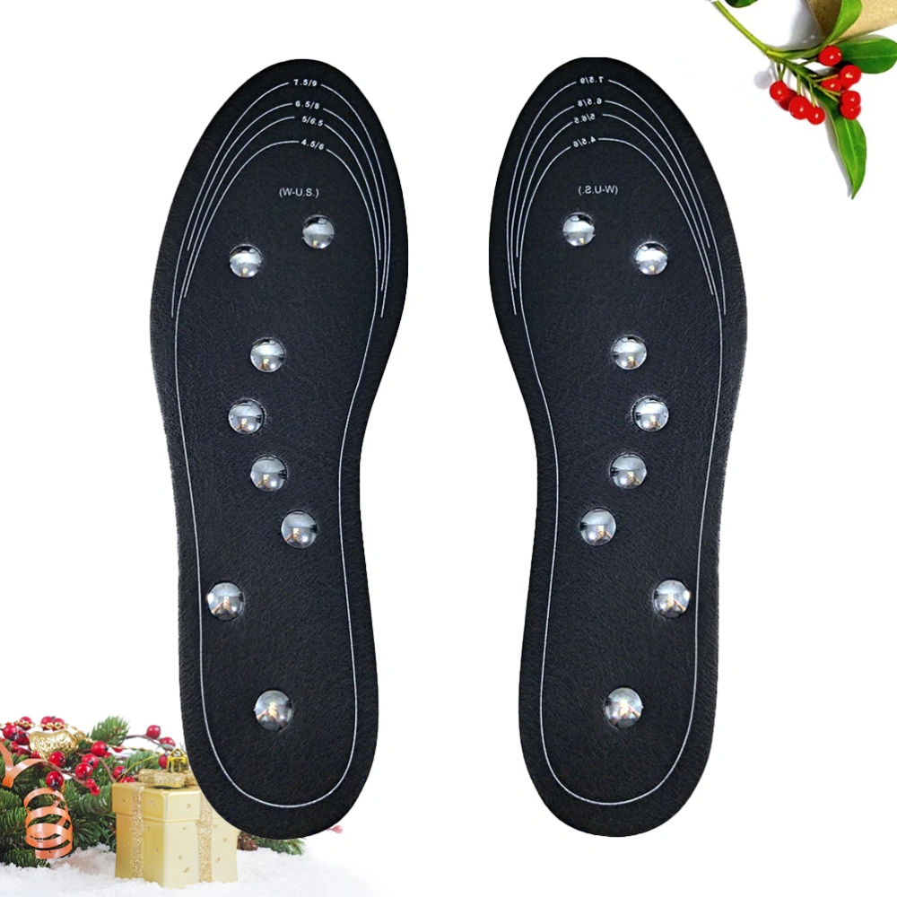 1 Pair of Insoles Magnet Therapy Leather Insoles Shoe Cushion for Men Women - Size S