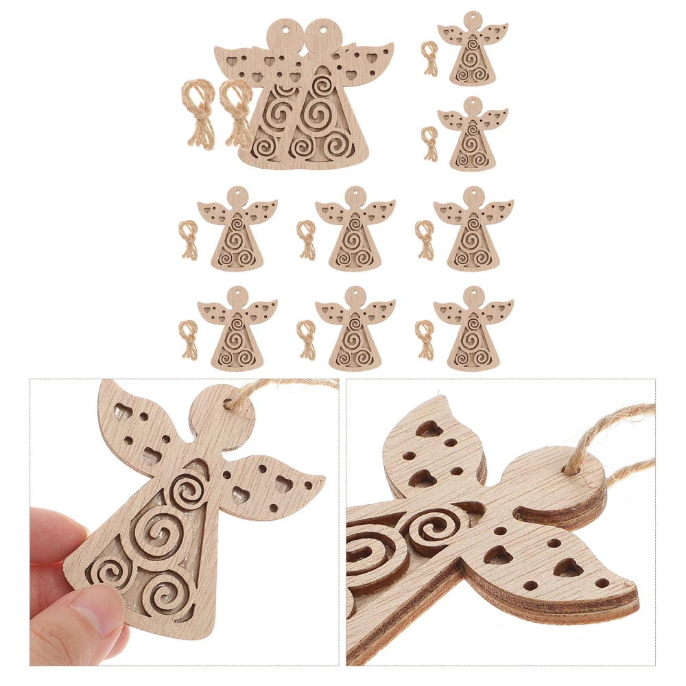 10pcs Wooden Cutouts Unfinished Wood Crafts Blank Cutouts Ornaments Wooden Slices