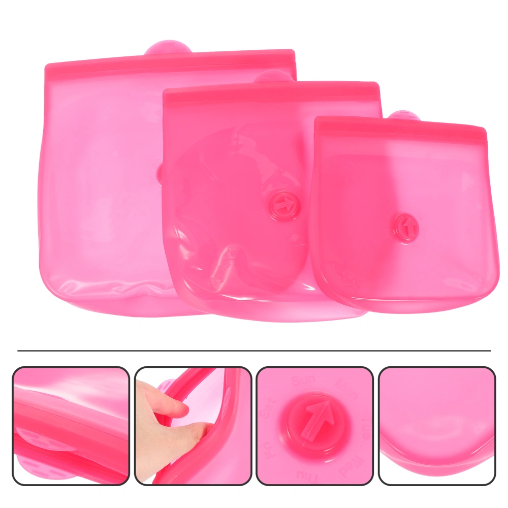 3Pcs Vegetable Fruit Fresh-keeping Bags Refrigerator Food Storage Bags (Red)