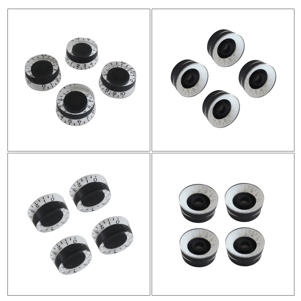 4pcs GD19 Plastic Effect Pedal Control Amplifier Knobs for Electric Guitar Bass (Black and White)