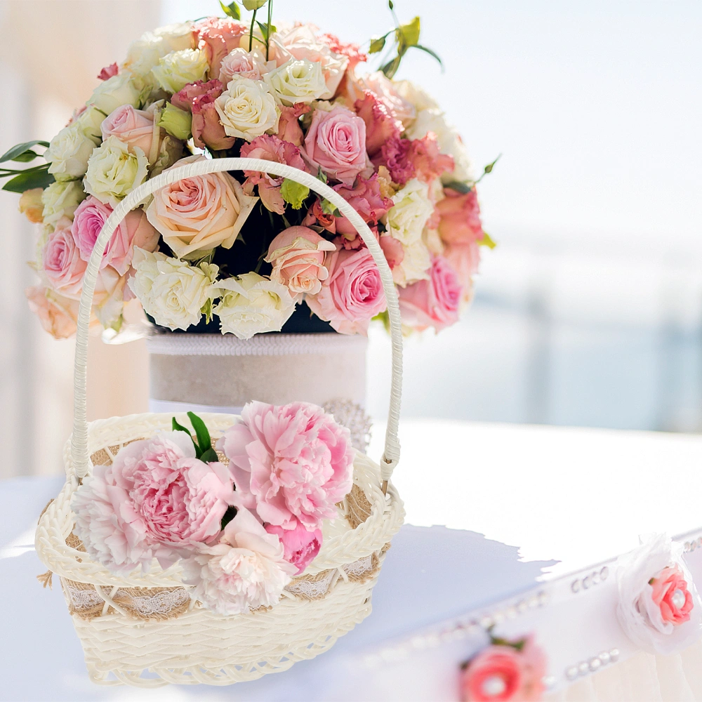 Wedding Basket Petal Storage Basket Handheld Flower Basket Heart Shape Basket