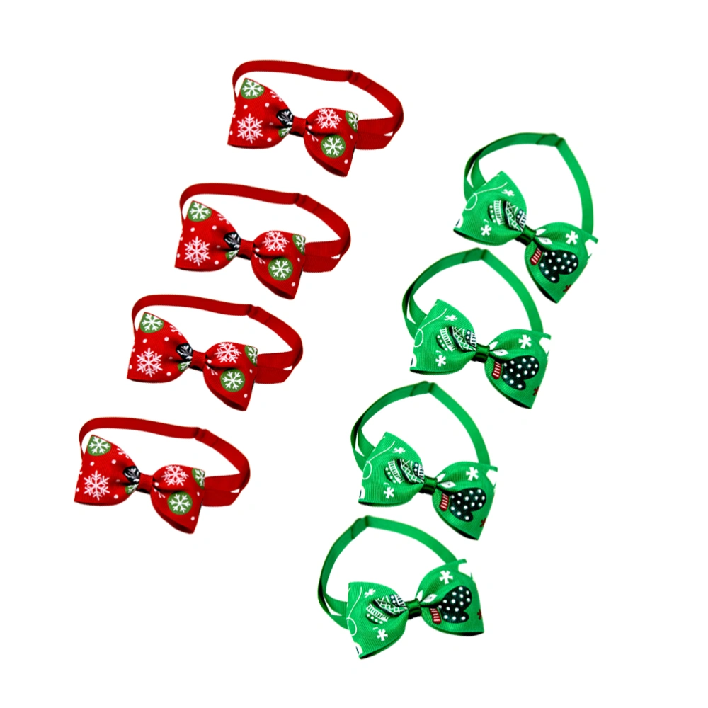 8Pcs Pet Bow Tie Christmas Themed Collar Adjustable Bowknot Shape Ties Pet Costume Accessories for Dog Cat