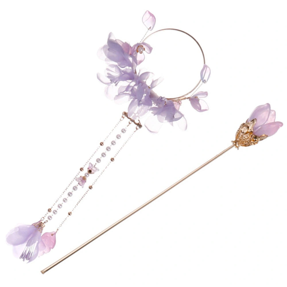 1 Set Hair Stick Flower Hair Chopstick Women Long Tassel Hair Chopstick Hair Bun Pin