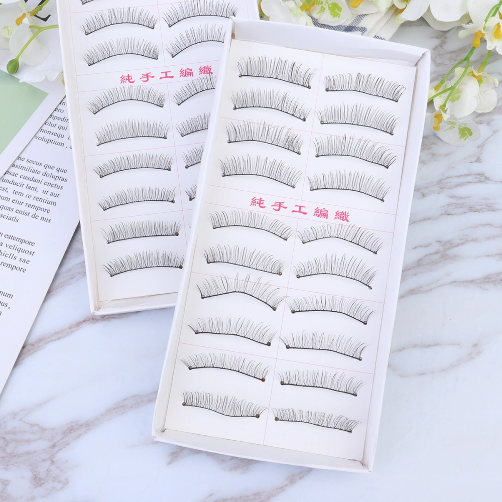 60 Pairs of Natural Cotton Thread False Eyelashes Handmade Eyelashes Makeup Accessories Black