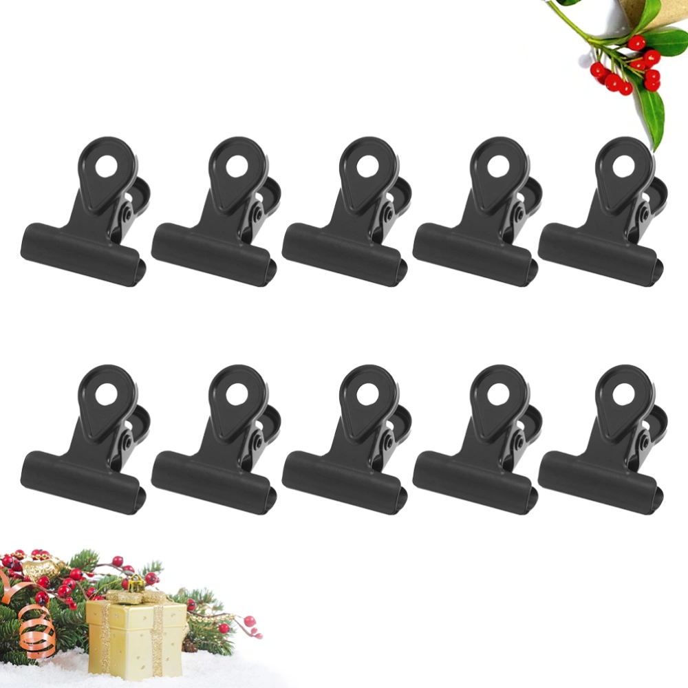 10PCS Metal  Binder Clips Plating Paper Clamp Hinge Clips Copper Paper Clips - 20mm (Black)