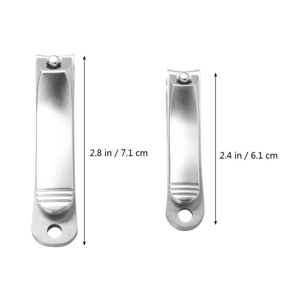 2pcs Nail Clippers Portable Stainless Steel Nail Manicure Tool Nail Cutter Nail Trimming Tool (Size S + Size L)