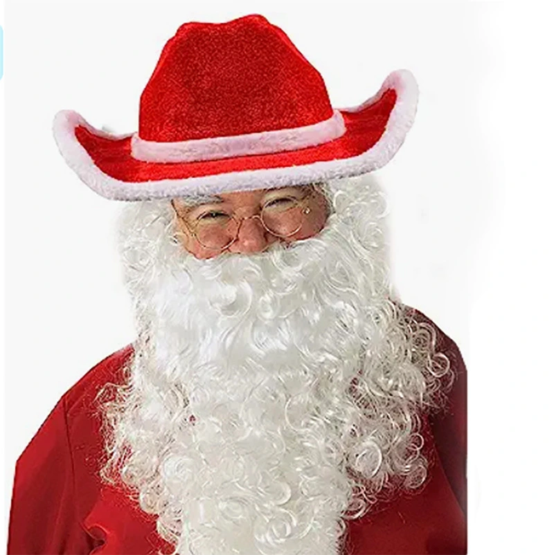 1 Set of Santa Beard Santa Dress Up Prop Santa Claus Cosplay Kit Santa Headdress Santa Hat