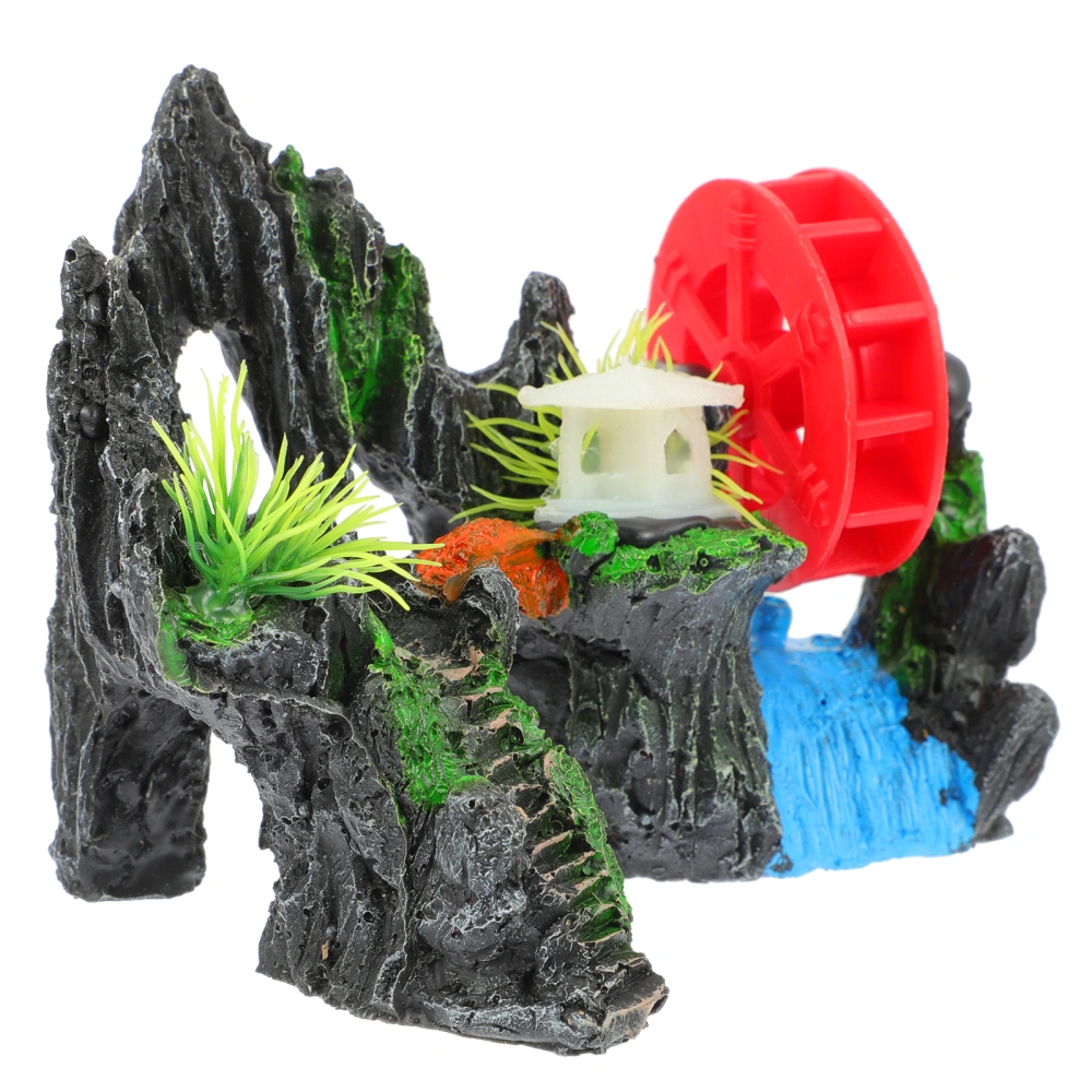 1pc Exquisite Resin Fish Tank Decor Fish Tank Rockery Waterwheel Adornment