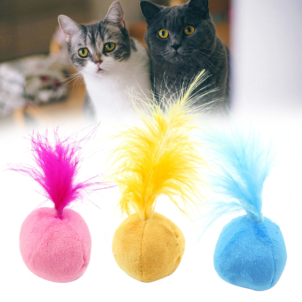 3PCS Natural Cat Mint Ball Plush Toy Catnip Ball Pets Toy Kitty Balls Kitten Chew Ball Toys (Mixed Colors)