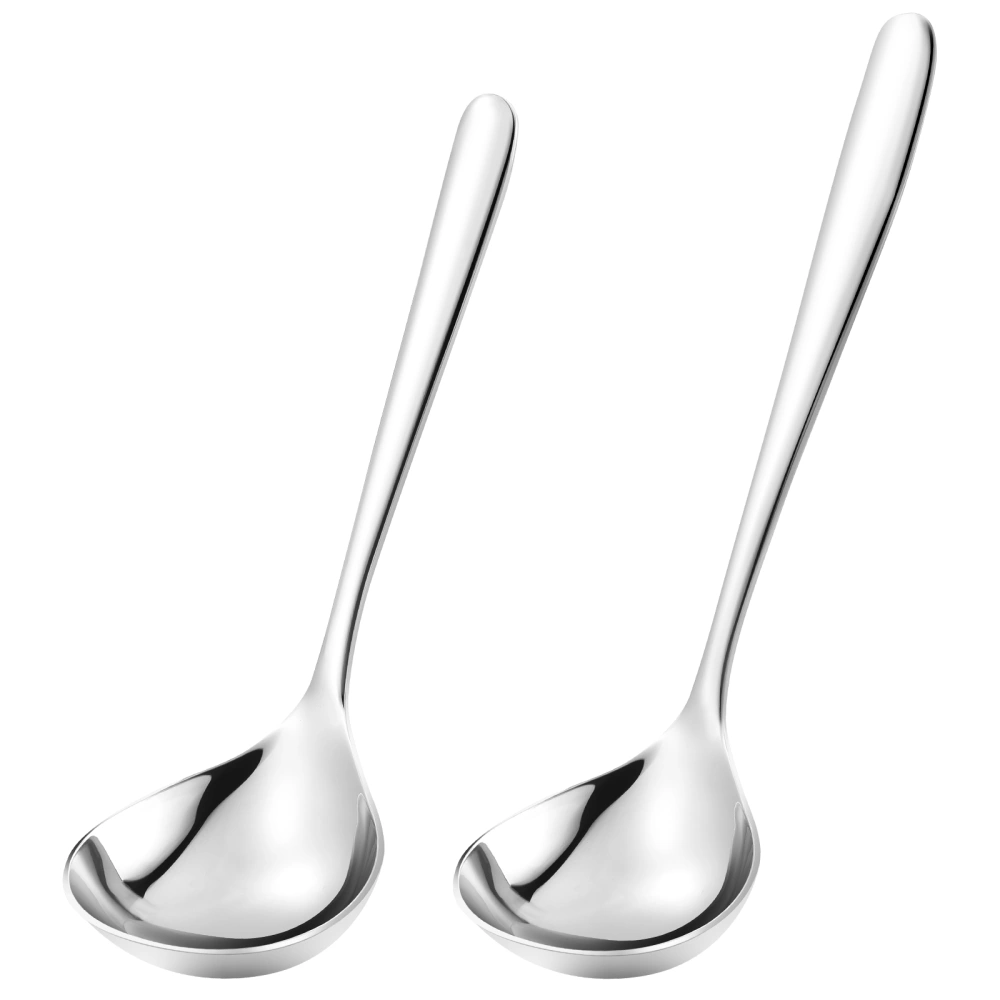 2pcs Soup Spoons Kitchen Scoops Deepened Soup Spoons No-rust Ladles Stainless Steel Kitchenware