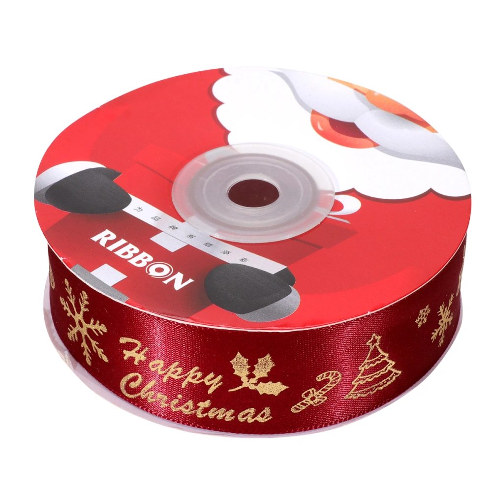 Golden Printed Gift Polyester Ribbon Packing Ribbon Decor Christmas Riband (Red)