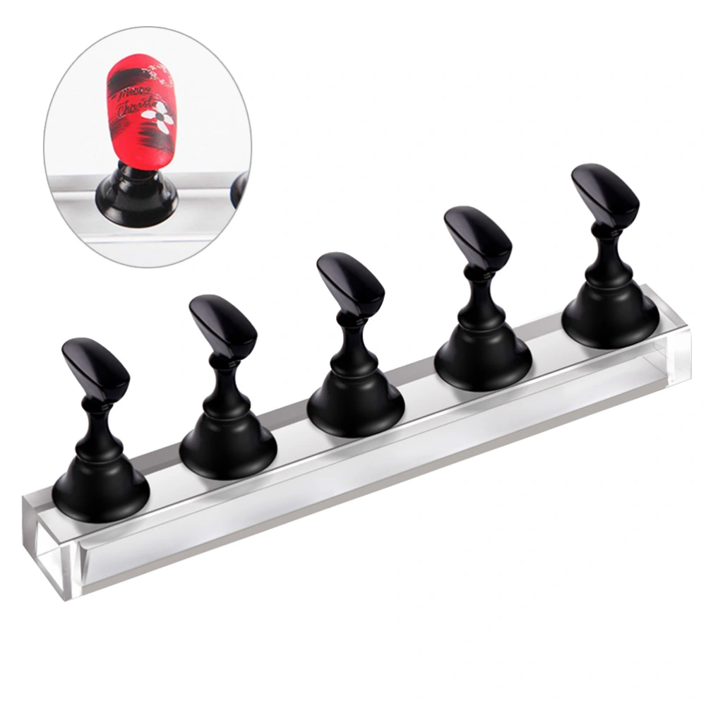 1 Set of False Nail Tip Display Rack Transparent Acrylic Base Chessboard Nail Art Practice Tool (Black)