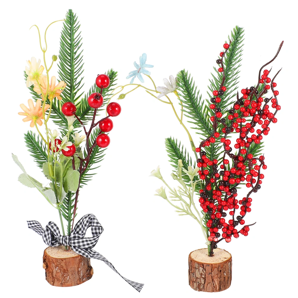 2pcs Mini Christmas Tree Tabletop Xmas Tree Festival Artificial Christmas Tree