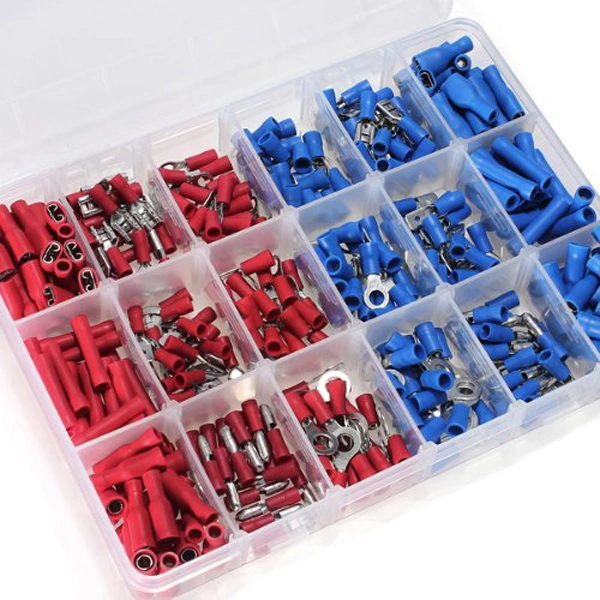 360pcs Insulated Crimp Terminals Electrical Wiring Wire Connectors Butt Spade Ring Fork Assorted Kit (Red & Blue)