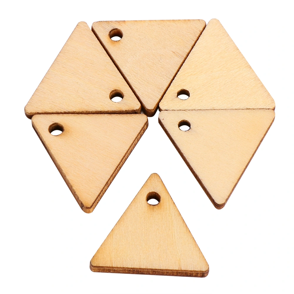 200pcs DIY Triangle Slices with Hole Pendant Wooden Pieces Unfinished Cutouts