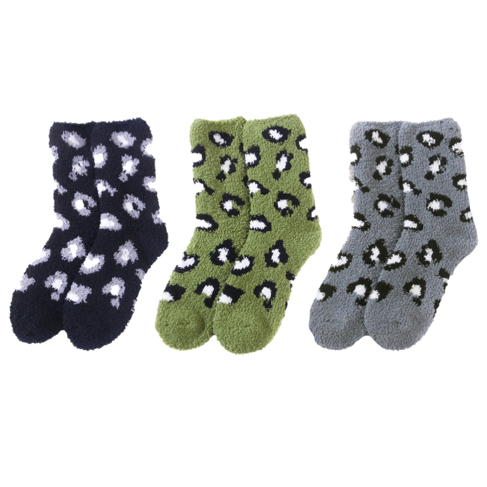 3 Pairs of Coral Fleece Socks Woman Stockings Winter Warm Hosiery (Mixed Color)