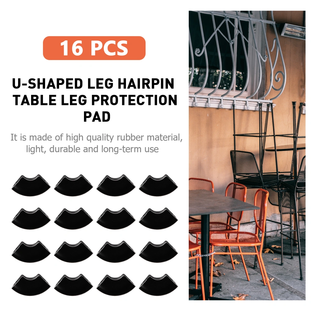 16pcs Iron Table Feet Covers U-shaped Iron Chair Feet Protectors Rubber Caps