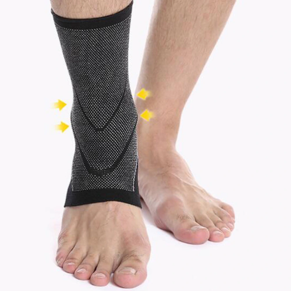 2Pcs Compression Foot Sleeve Socks Elastic Breathable Socks for Plantar Fasciitis Ankle Support Heel Pain Everyday Use Size L (39-42, Black)