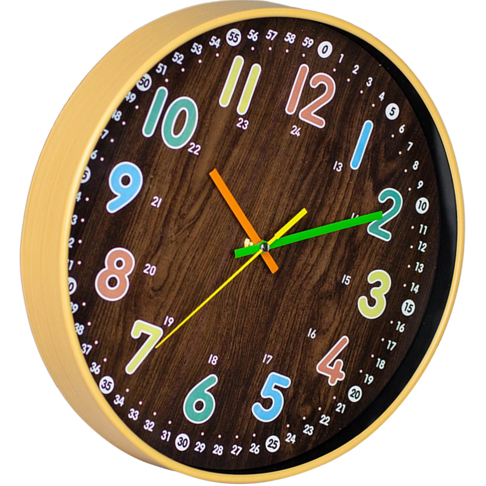 Kids Bedroom Wall Clock Simple Mute Wooden Clock Round Wall Decor Precise Wall Clock