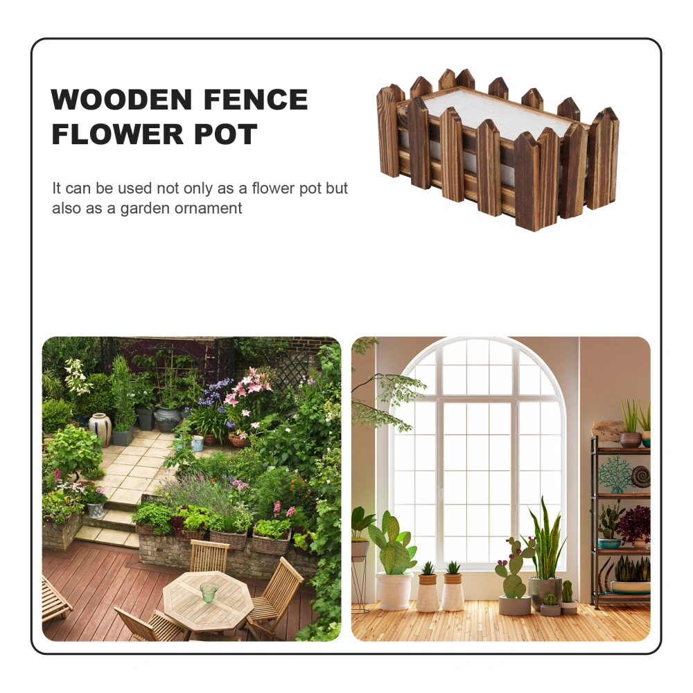 1pc Green Plant Potted Flower Pot Wooden Flowerpot Gardening Fence (Coffee)