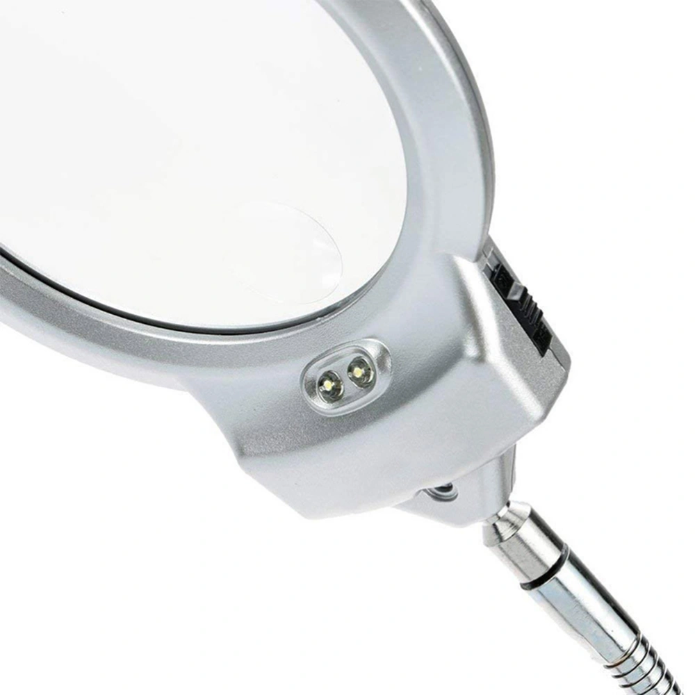 LED Magnifying Glass Lamp with Clip Metal Gooseneck Light Desktop Reading Lamp for Home Office