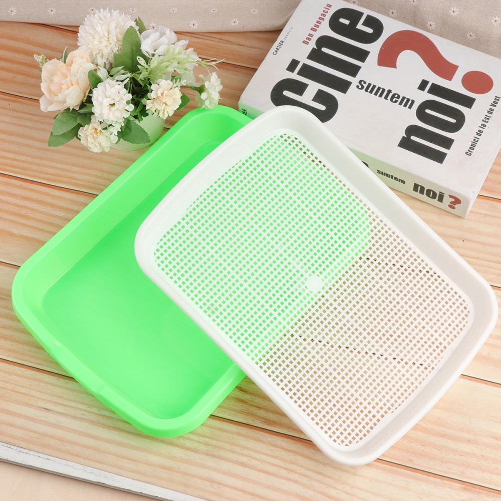 Multifunctional Sprouter Tray Set Soil-Free Food Grade PP Healthy Wheatgrass Grower with Sprouter Tray Water Tray (Green)