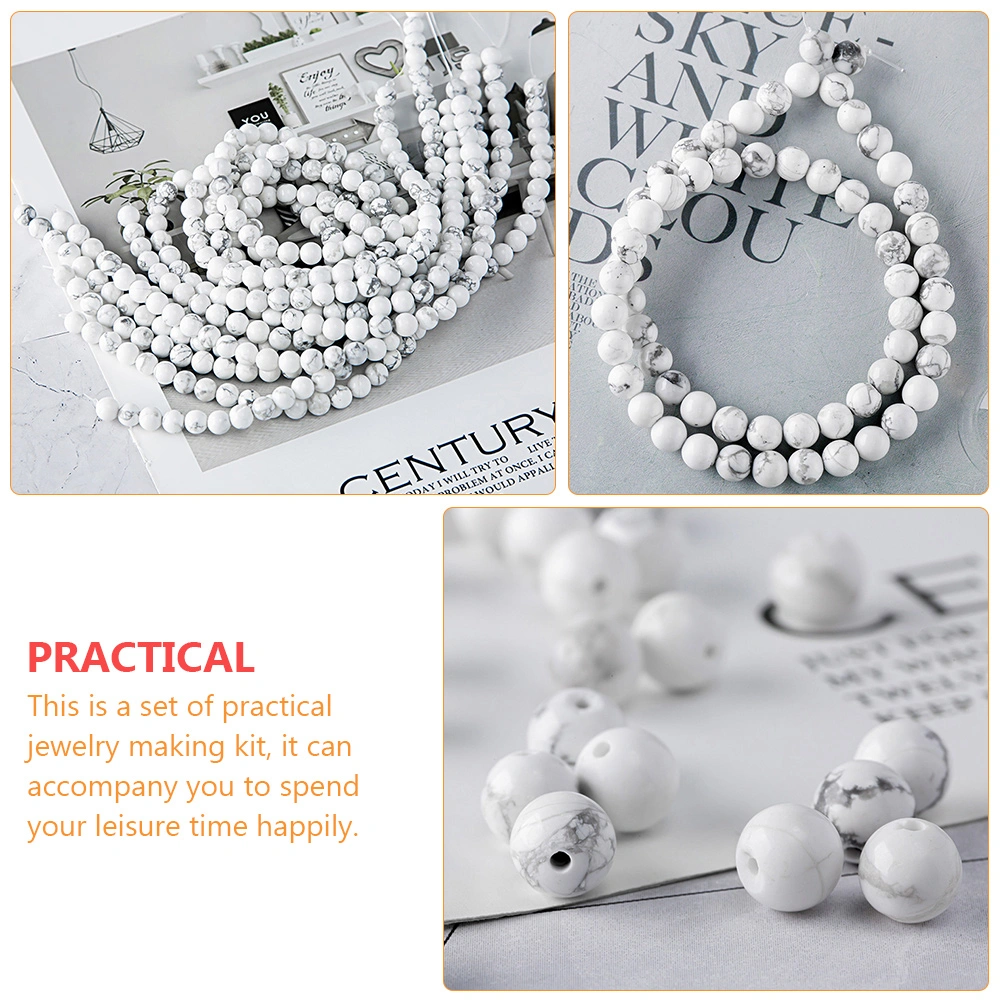 1 Set White Beads White Turquoise Beads Loose Round Beads Charms Simple Beads