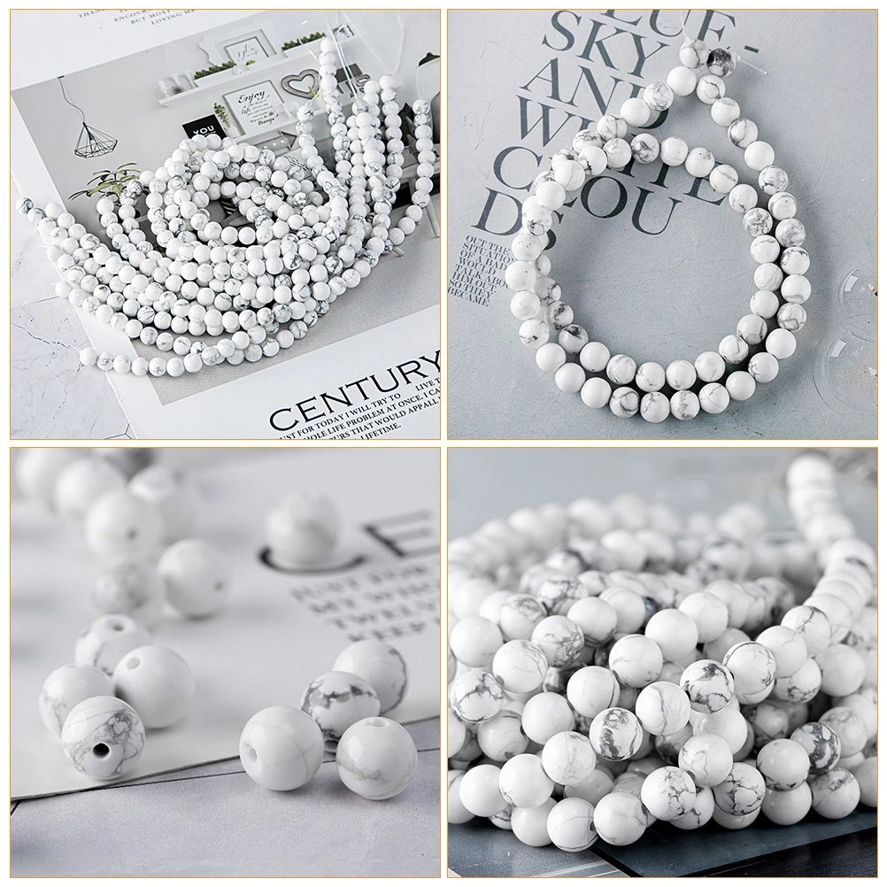 1 Set White Beads White Turquoise Beads Loose Round Beads Charms Simple Beads