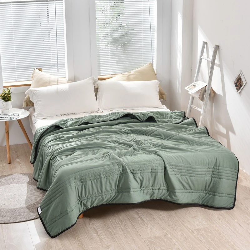 Pure Color Washed Cotton Airable Cover Summer Blanket