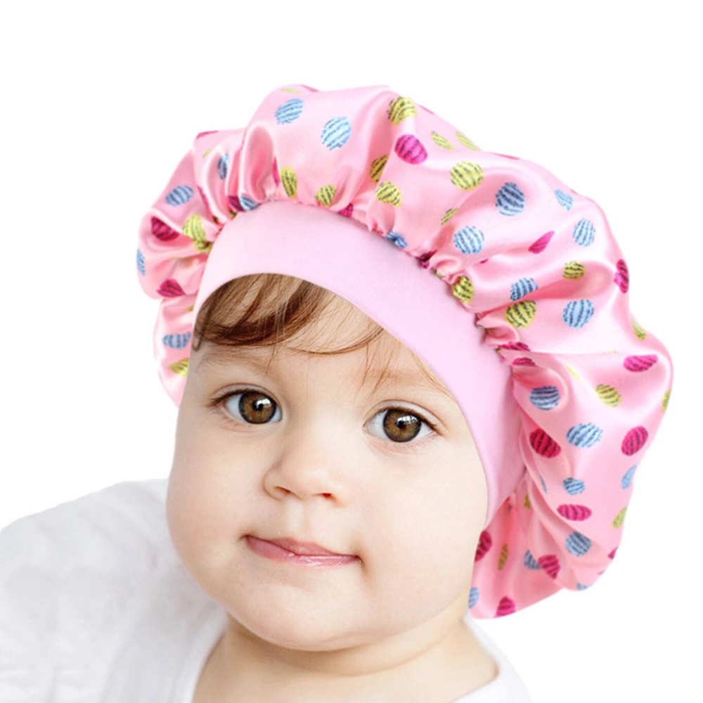 4pcs Delicate Kids Nightcaps Elastic Sleeping Caps Hair Protection Cowls Wide Rim Hat Hair Accessories for Home Travel Trip (Pink, White, Beige, Blue)