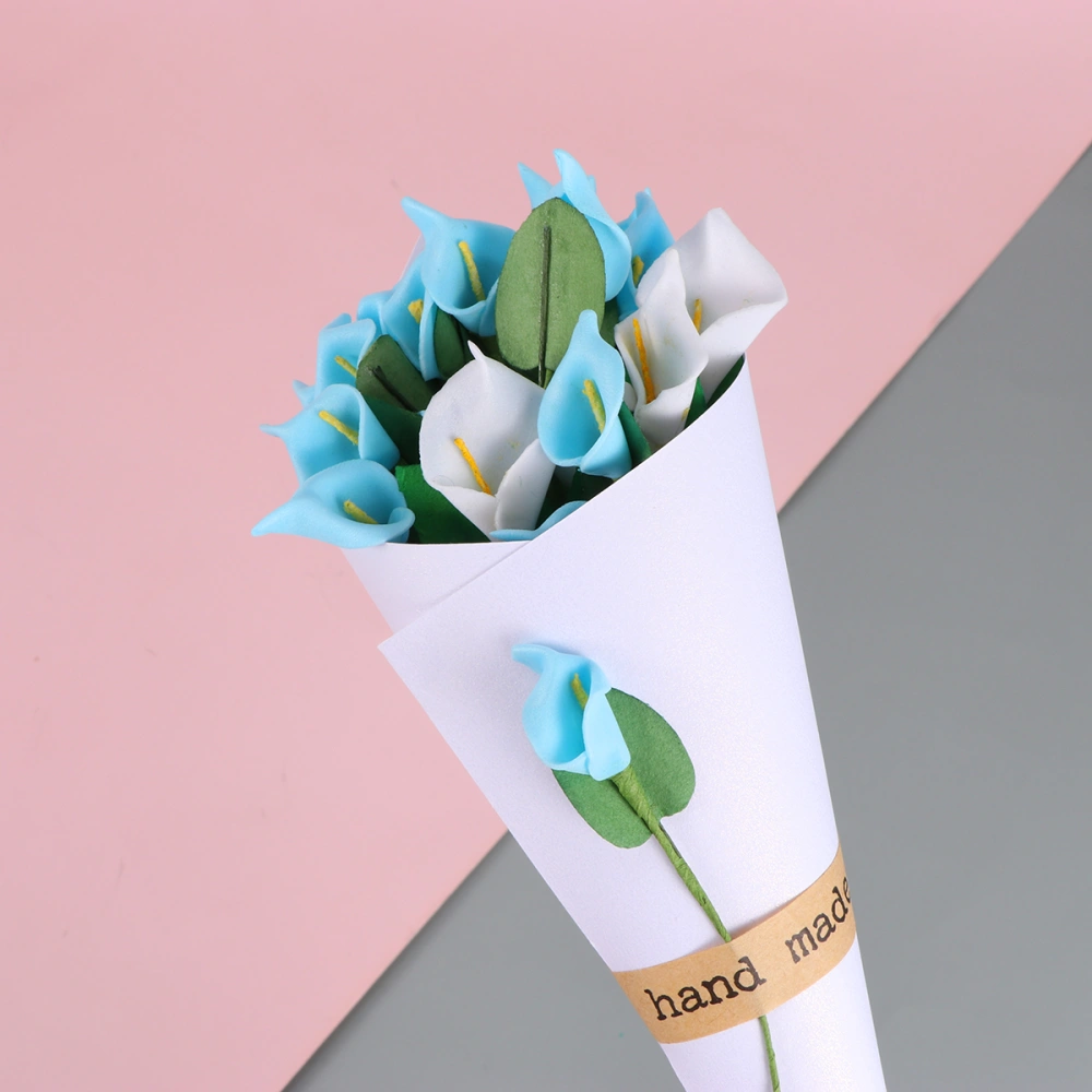 50PCS Flowers Packaging Wrapping Tube Kit DIY Paper Small Bouquet Dried Flower Cone Confetti Containers (Blue)