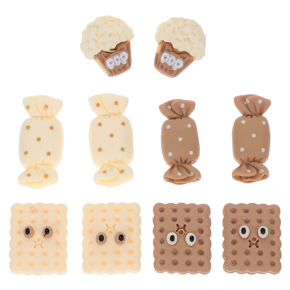 10Pcs Miniature Resin Candy Cookies Charms for Scrapbook Phone Case Water Bottle Hand Account