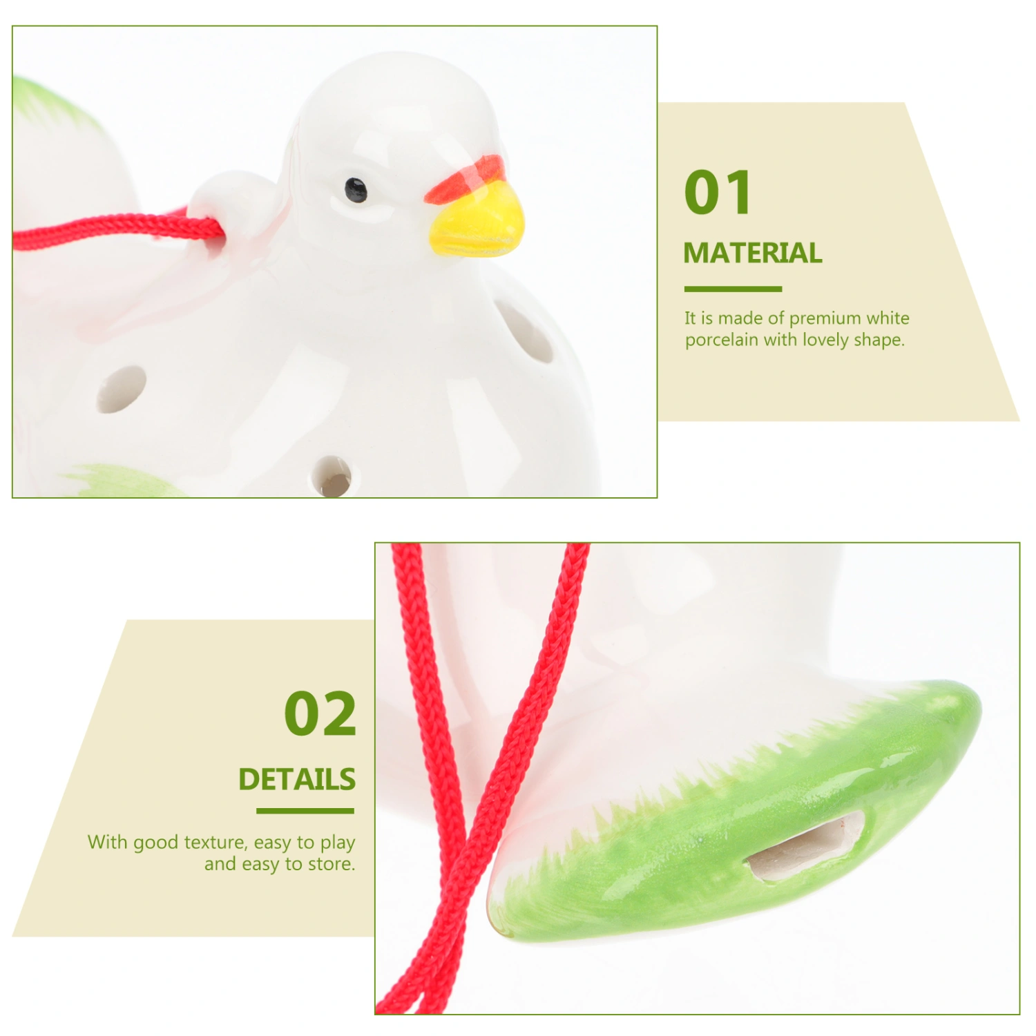 Exquisite Ceramic Ocarina Children 6-hole Ocarina Portable Beginner Ocarina