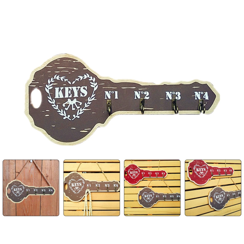 1pc Creative Wood Key Hook Wall Hanging Hook Loft Apartment Key Hanger for Home