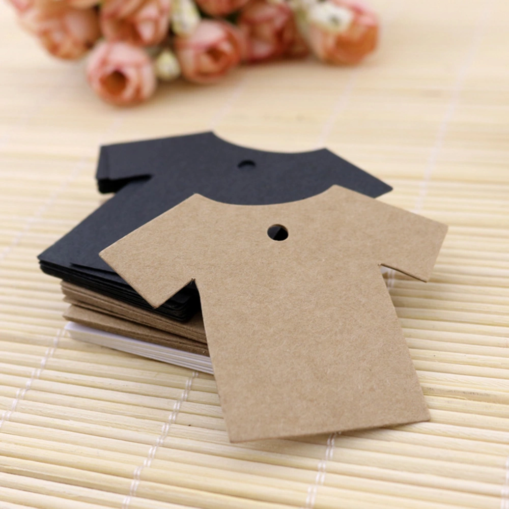 100PCS Labels Tags Kraft Paper Gift Cards Paper Clothes Shape Hanging Tags Cards without Rope (Brown)